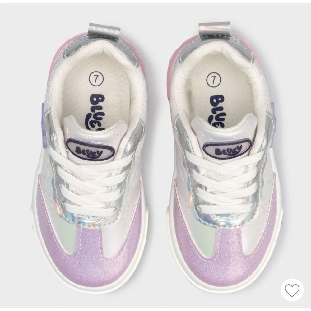 Bluey Shoes Purple Pink‎ White Shinny Toddler 7c Slip On